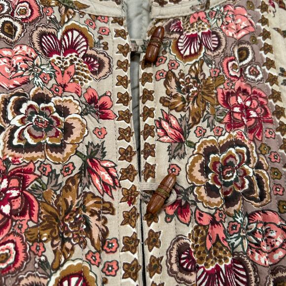 Vintage New Identity Floral Quilted Jacket 3X Cotton Block Print Cottagecore - Picture 3 of 6